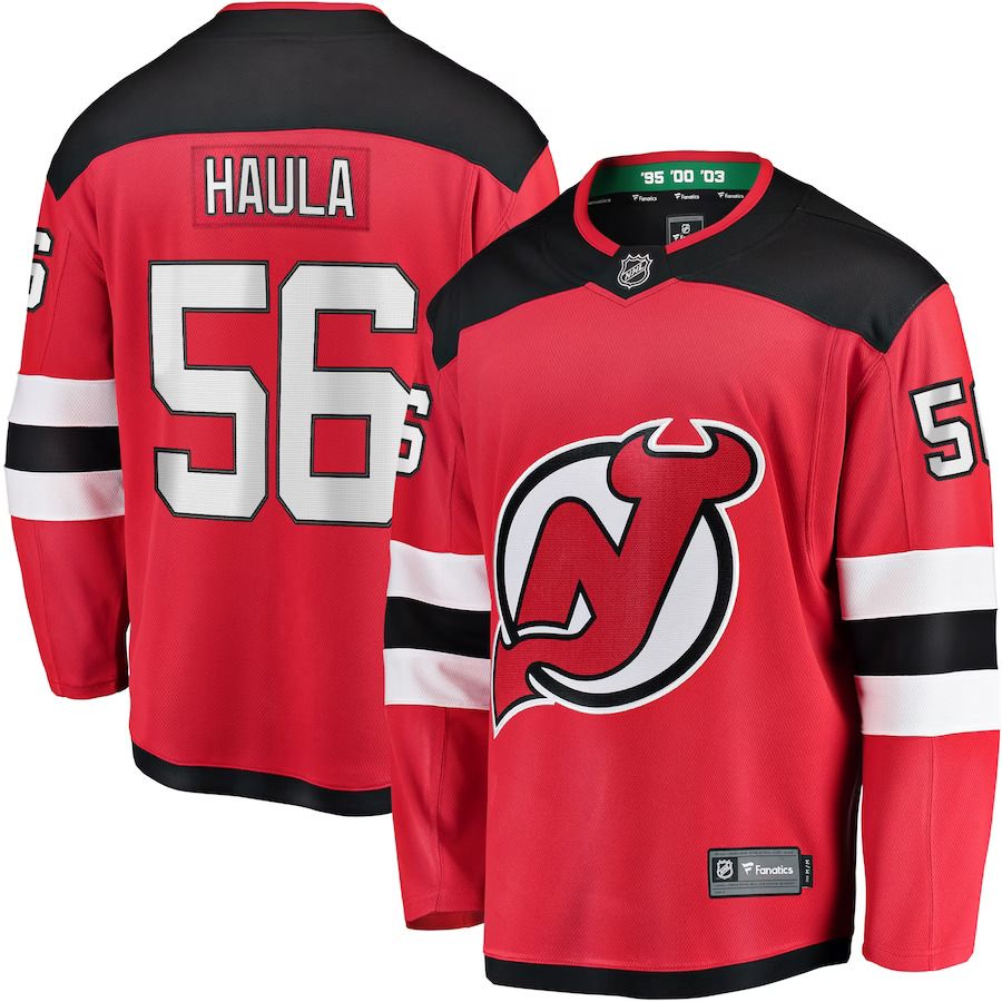 Men New Jersey Devils 56 Erik Haula Fanatics Branded Red Home Breakaway Player NHL Jersey